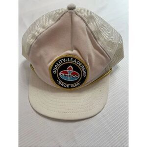 Vintage Amoco Hat Cap Snap Back White Embroidered Lubricants Rope Mens 90s